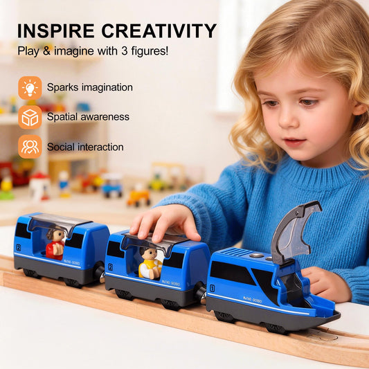 TOPLIVING train with glass doors enhances interactive storytelling during play