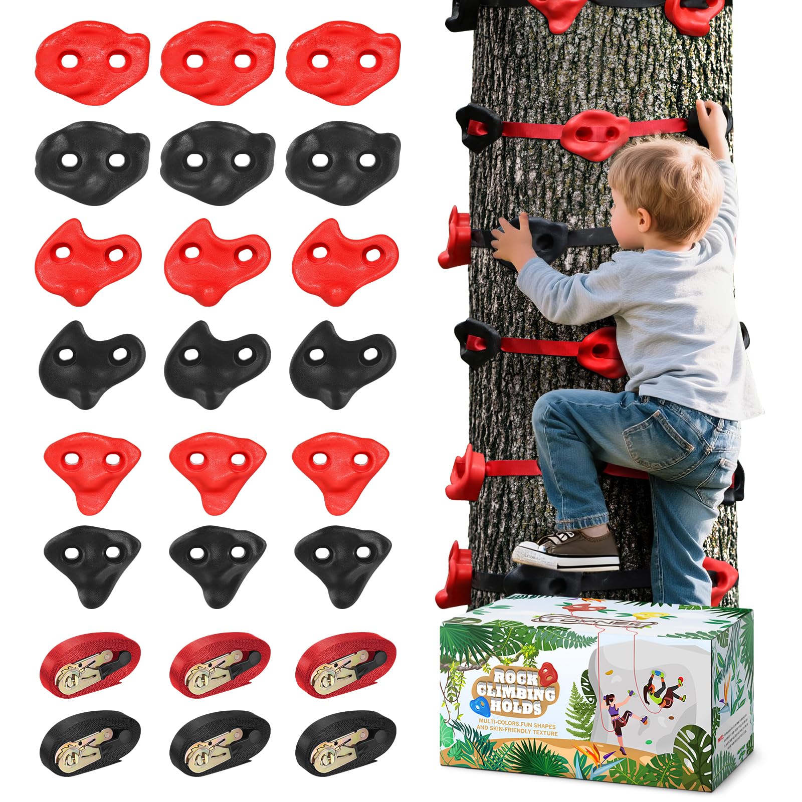 TOPNEW 18 ninja tree climbing holds ready for backyard adventure and active play