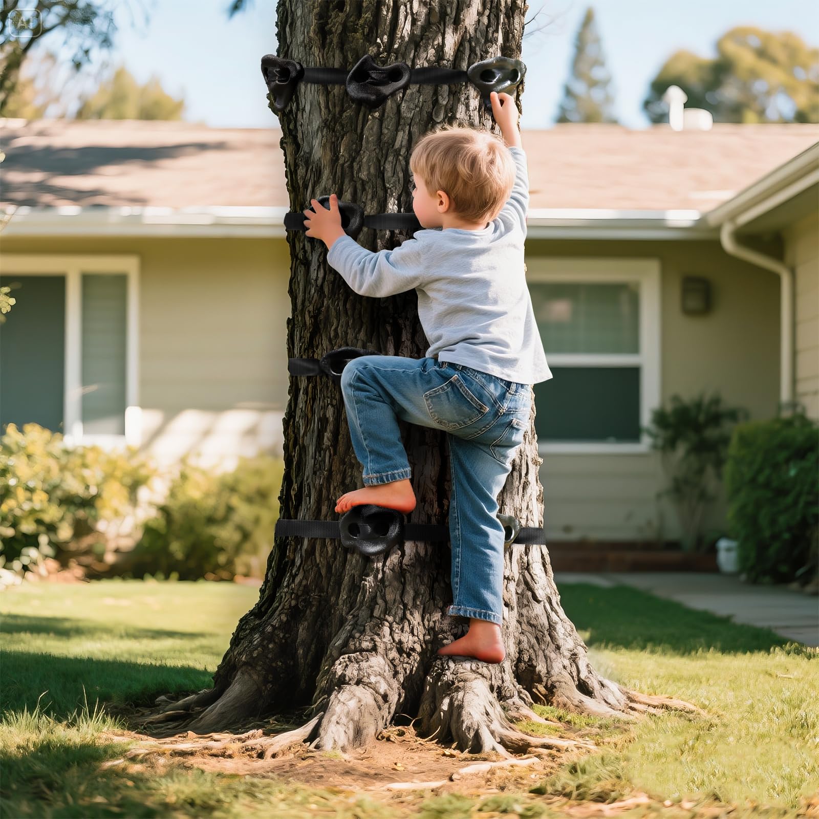 TOPNEW Kid-friendly red and black climbing kit encourages outdoor play.