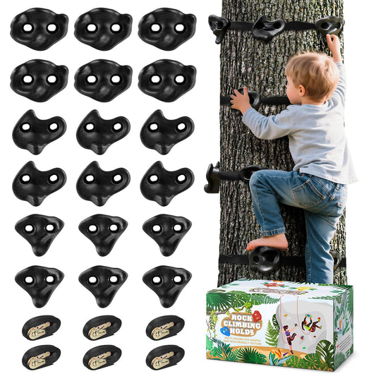 TOPNEW Ninja tree climbing holds 18pcs provide secure grip for backyard climbs.