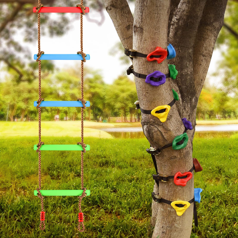 TOPNEW tree climbing holds set with textured grip for safe climbing practice
