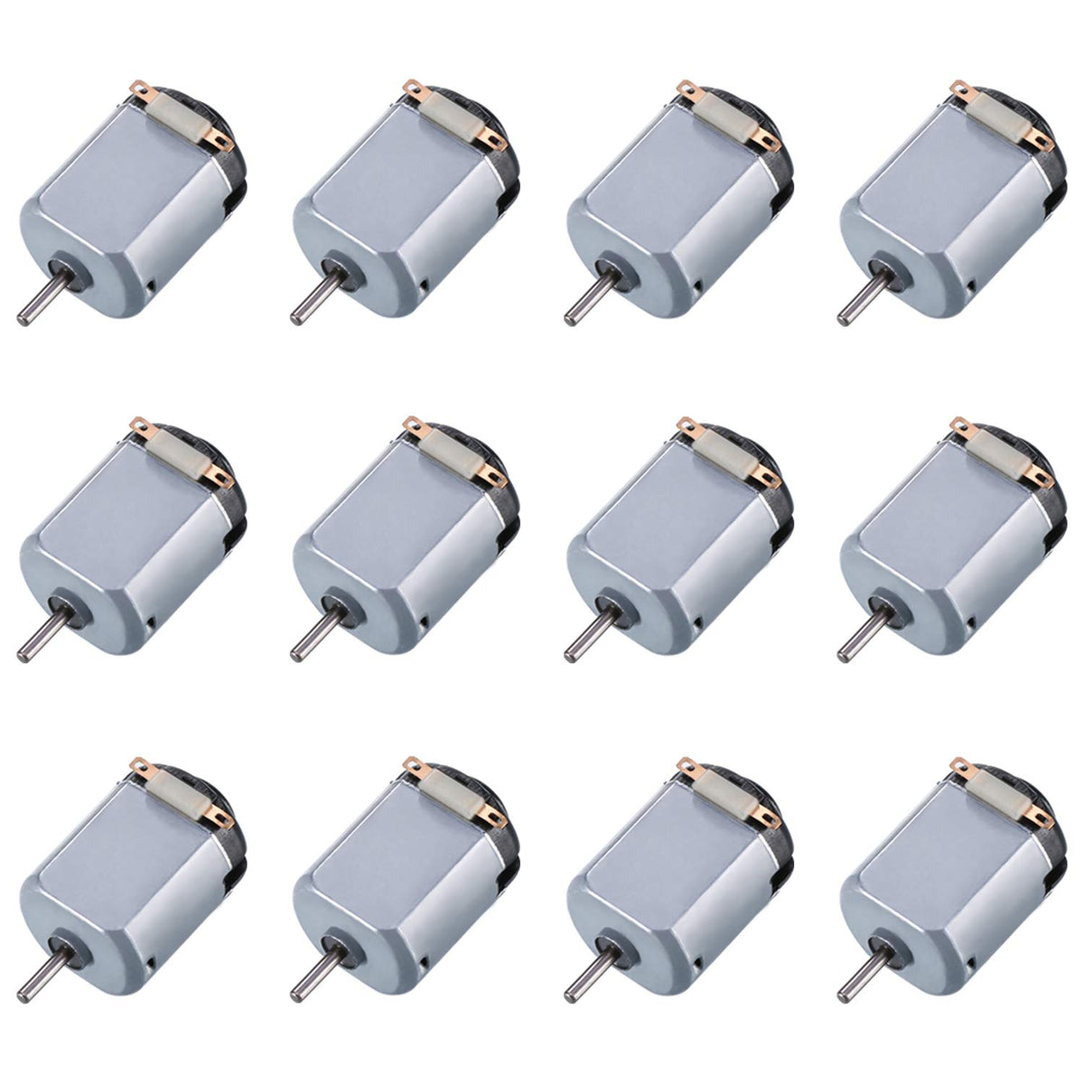 Topoox 12-pack 3V DC motor close-up, compact size for small builds.