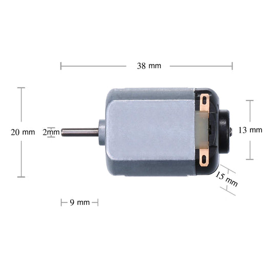 Topoox 3V DC motor shaft detail with metal construction for durability.