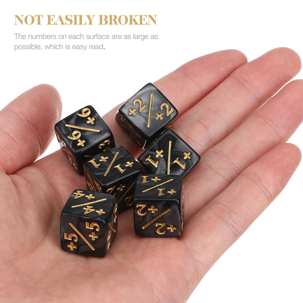 Topperfun 1+1 token dice showing plus and minus faces for quick scoring.