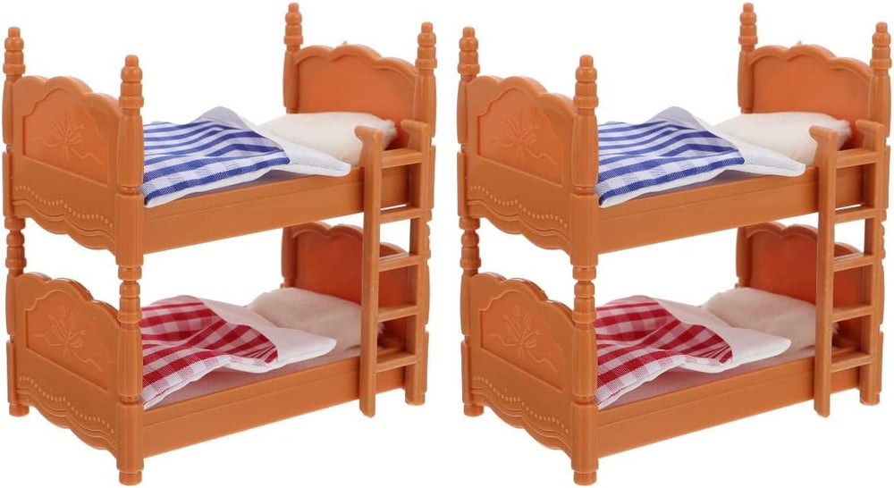 TOPPERFUN dollhouse bunk bed in PVC with compact 4-inch size for realistic mini scenes
