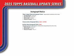 Topps 2025 Update Series hanger box contains 59 cards for variety
