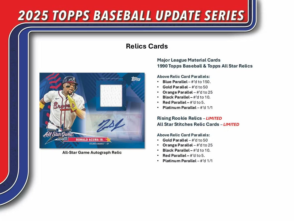 Topps 2025 Update Series hanger box display-ready packaging