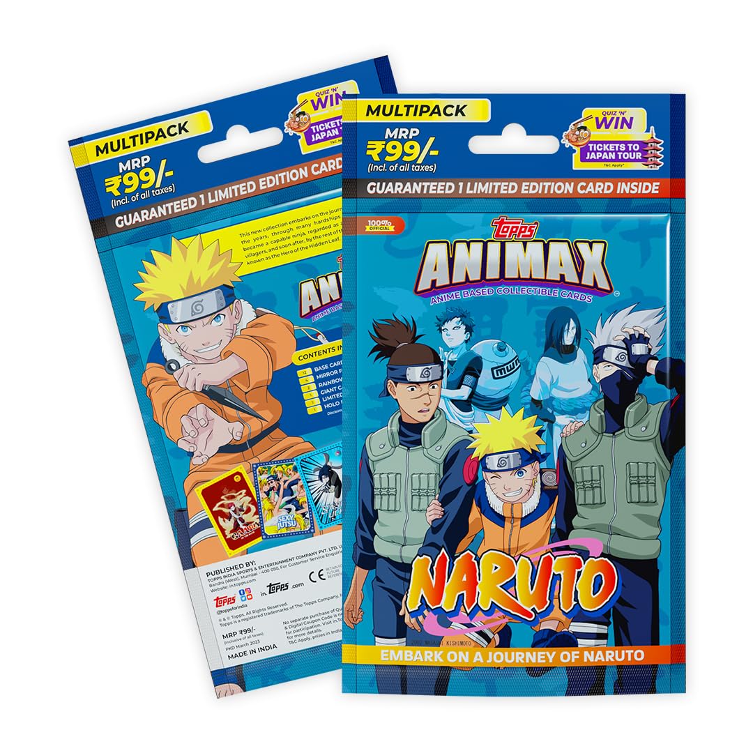 Topps Animax 2024 Naruto mirror foil card highlighting shiny finish for premium display.