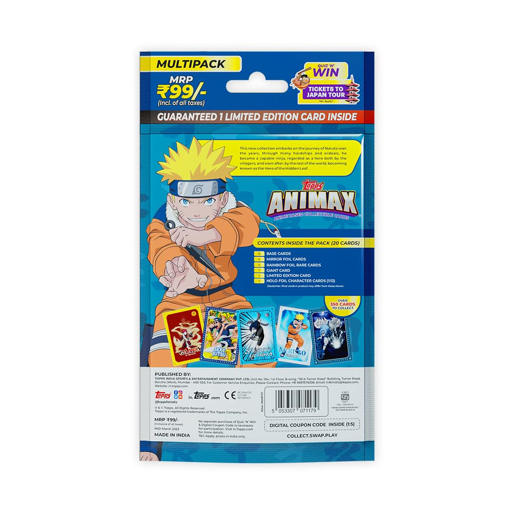 Topps Animax 2024 Naruto rainbow foil card with vibrant color shift for standout collection piece.