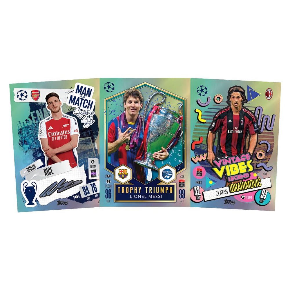 Topps Match Attax 24/25 blue crystal parallel cards stand out.