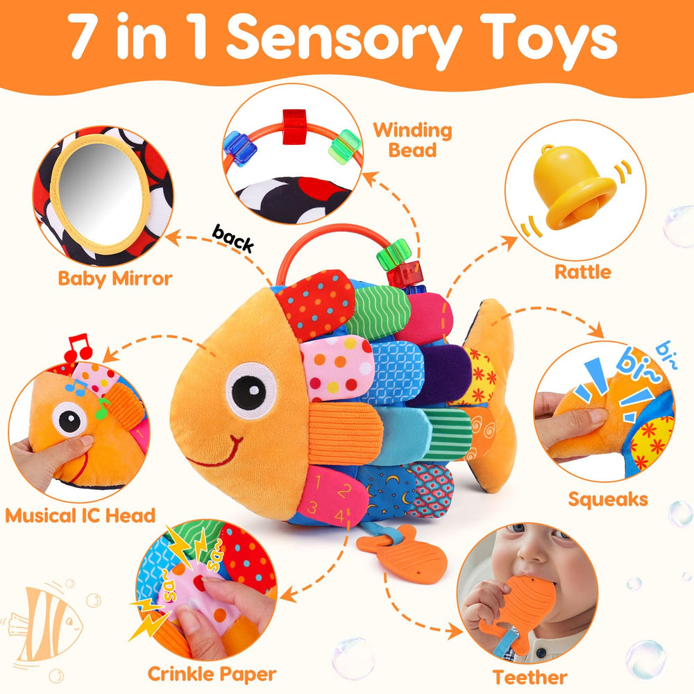 Topsochir fish toy scales close-up shows varied textures for tactile exploration.