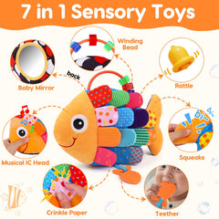 Topsochir fish toy scales close-up shows varied textures for tactile exploration.