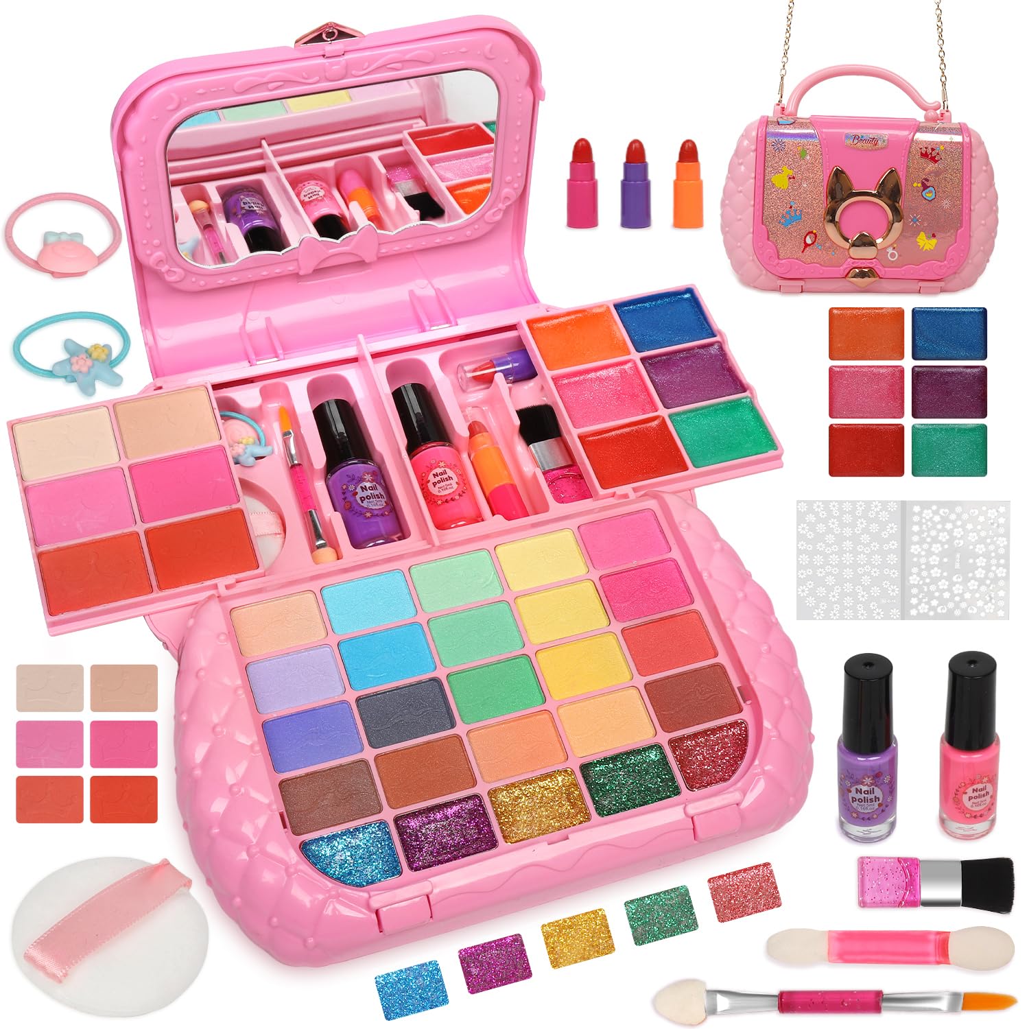 Topsolid Kids Makeup Kit with mirror, ideal for pretend play and quick touch-ups