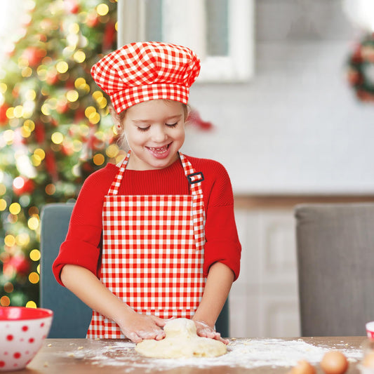 TOPWAYS Kids apron front pockets for utensils and tools.