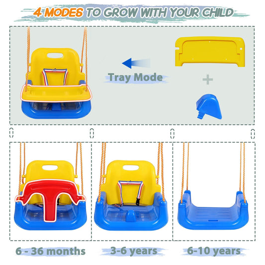 TOREVSIOR detachable-design swing offers flexible configurations as your child grows.
