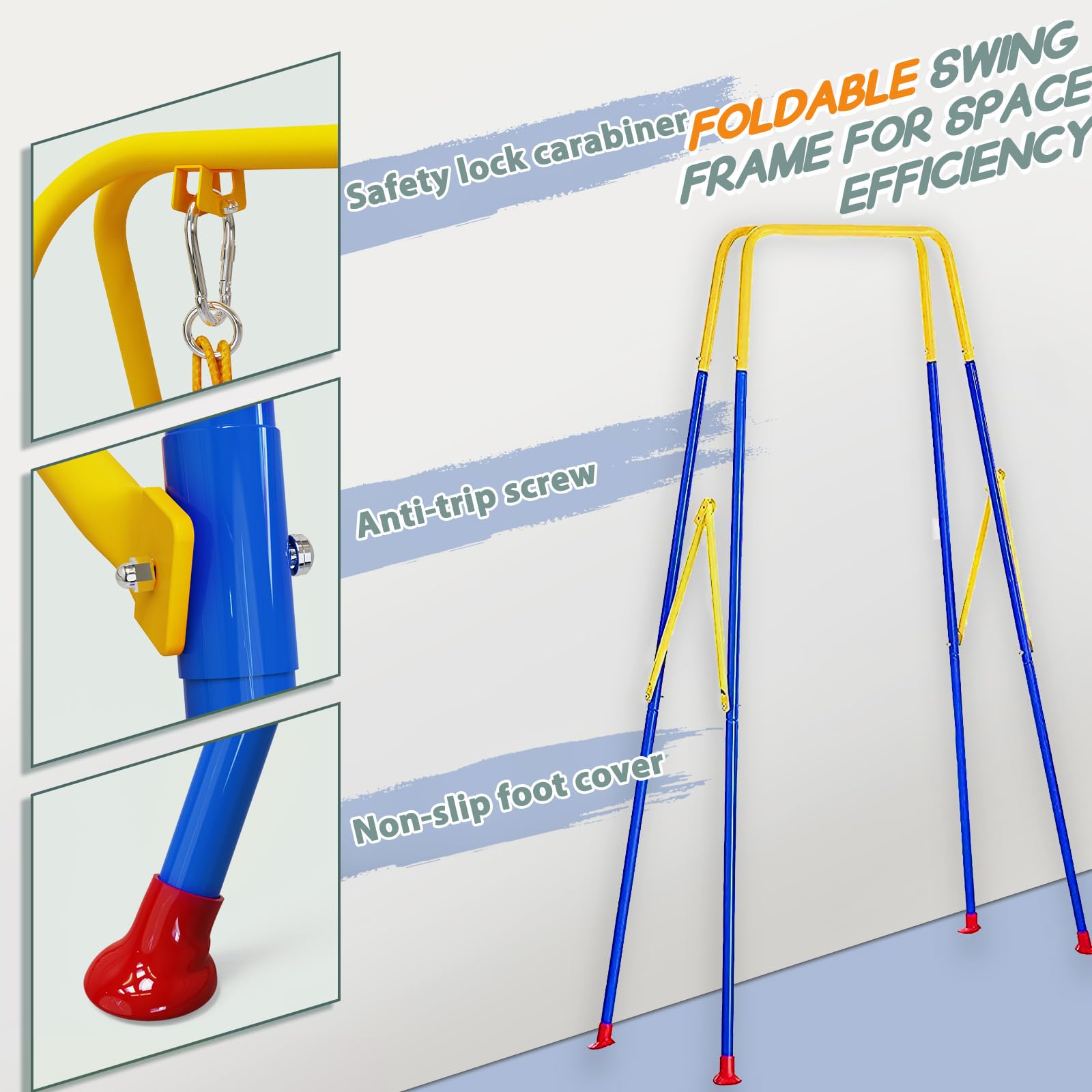 TOREVSIOR triangular-frame design increases stability for smoother swinging.