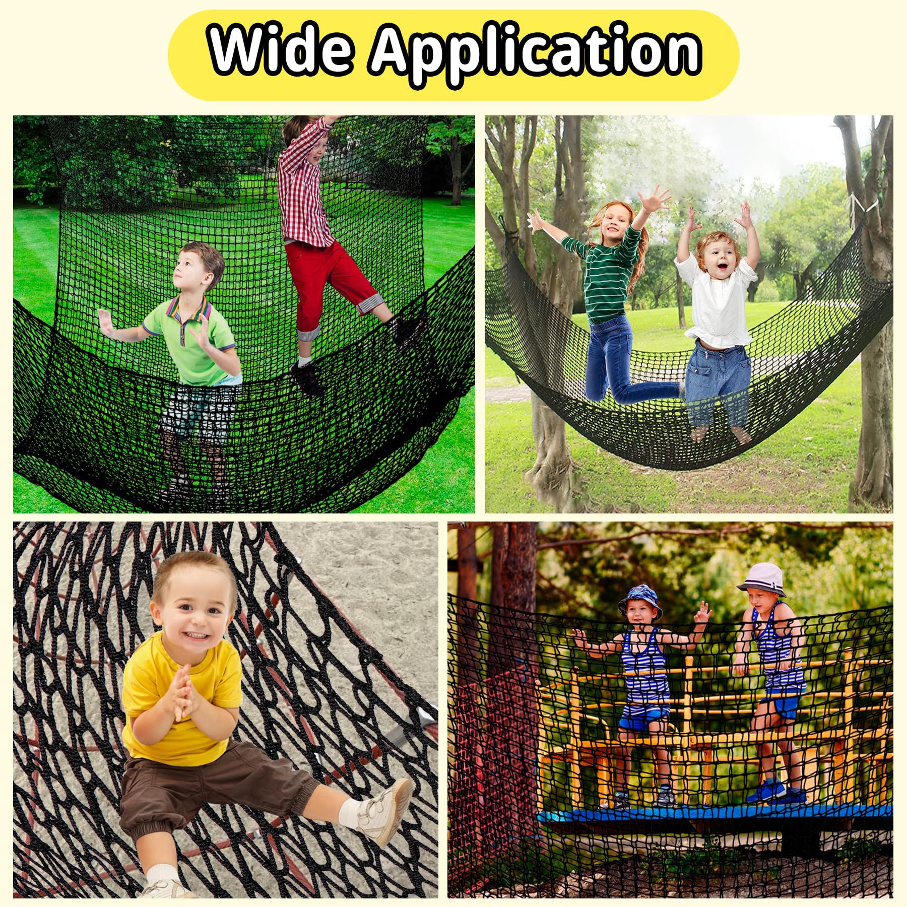 Soft, durable Toriexon net supports kids with comfy play surfaces