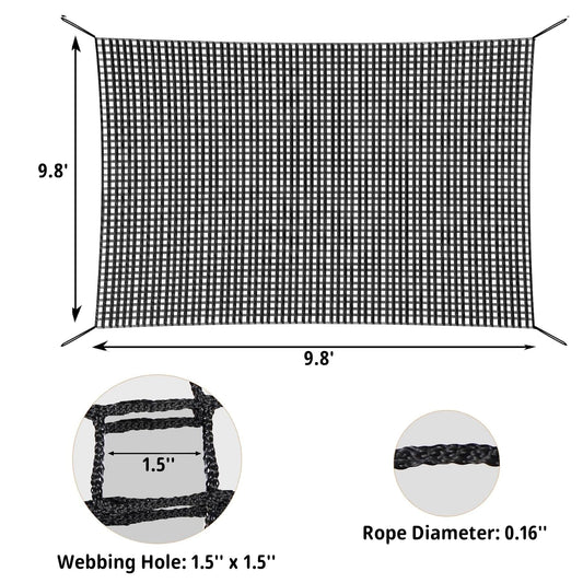 Close-up of reinforced edge on the Toriexon net for secure hanging