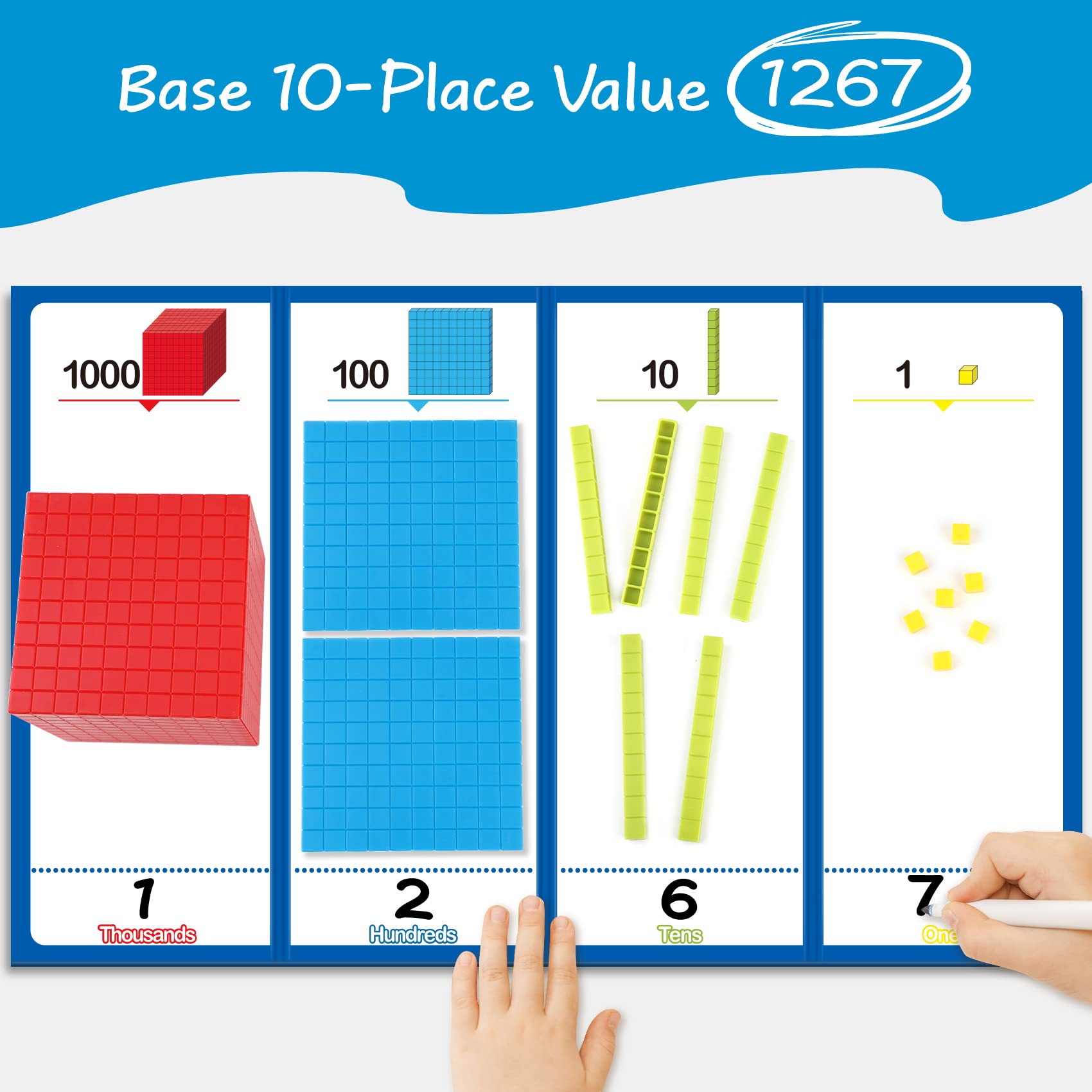 Torlam Base Ten 10-unit rods visualize tens and regrouping.