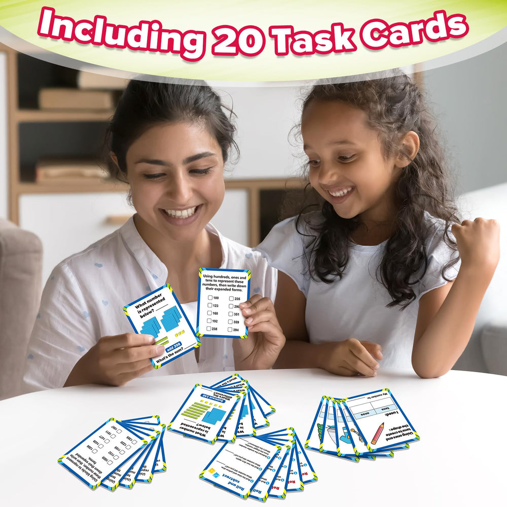 Torlam Base Ten Blocks task cards offer engaging place value practice through games.