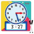 Torlam magnetic writable clock with rainbow face for classroom time practice.