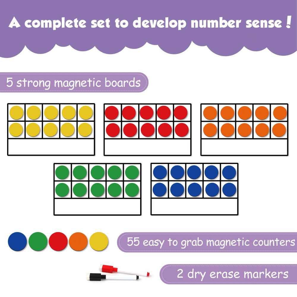 Torlam ten-frame discs and counters for tactile counting and modeling.