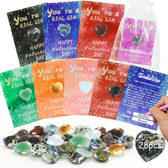 TORONTOKYO 28-heart crystal valentines cards set for exchange with natural gemstones
