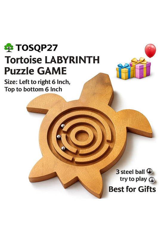 TOSQP27 Handcrafted wooden turtle maze showing smooth finish and grain