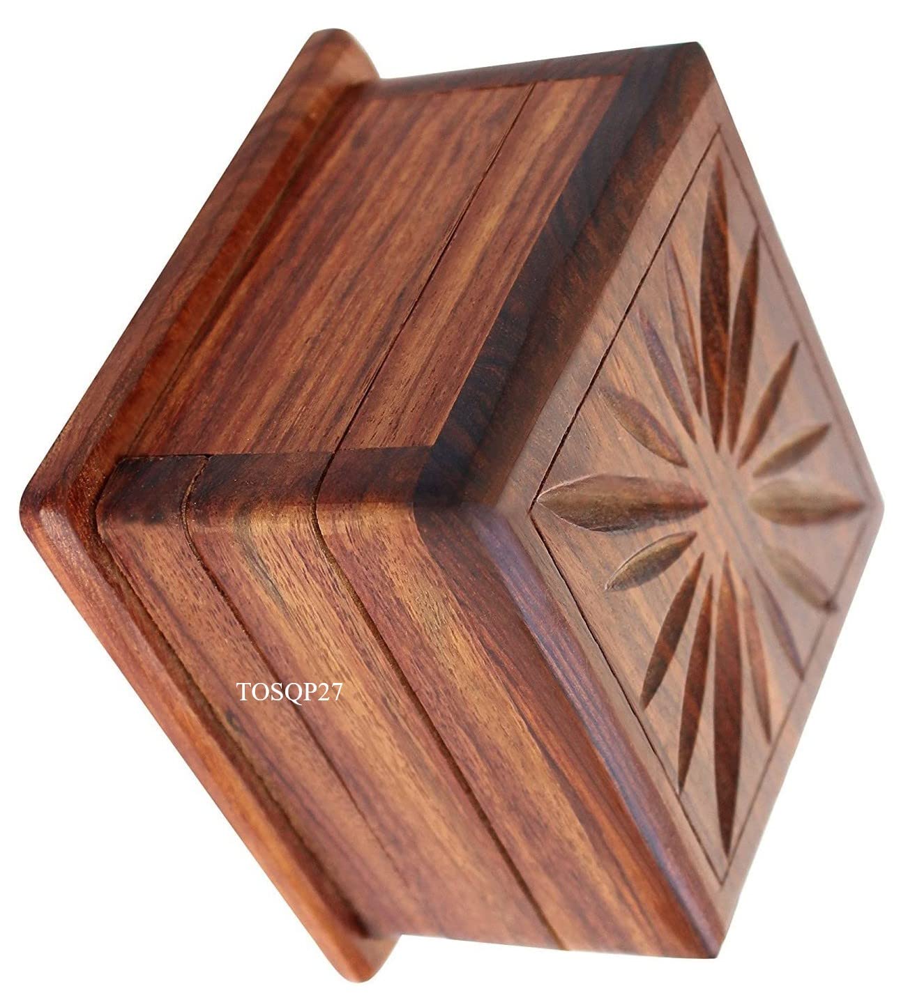 TOSQP27 secret box side view highlights compact size for desk or shelf storage.