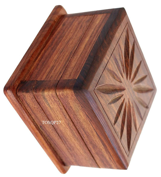 TOSQP27 secret box side view highlights compact size for desk or shelf storage.