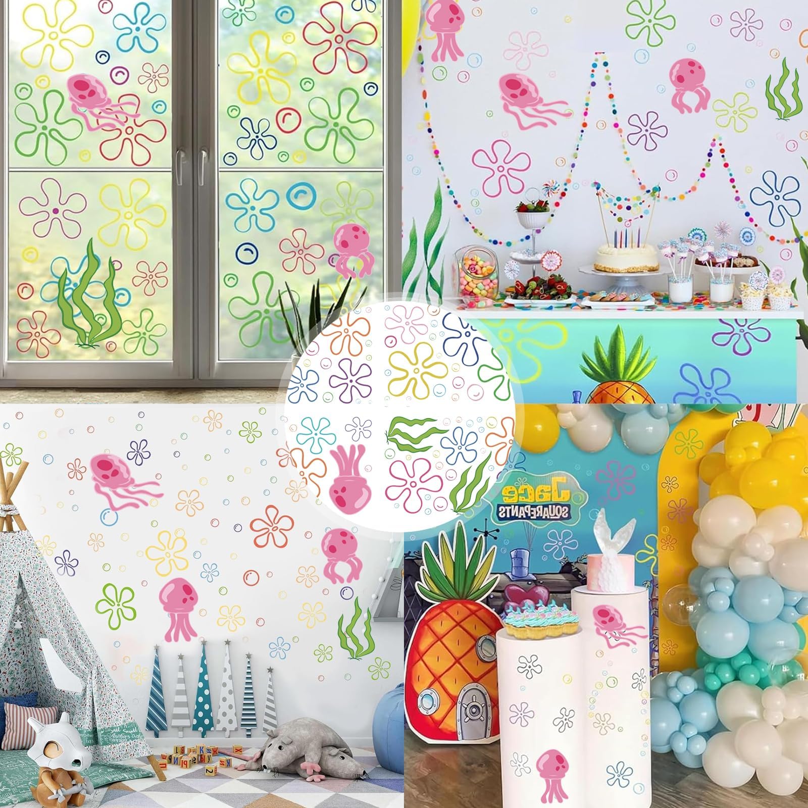 Tostmrks bathroom window decals create a cheerful sea theme