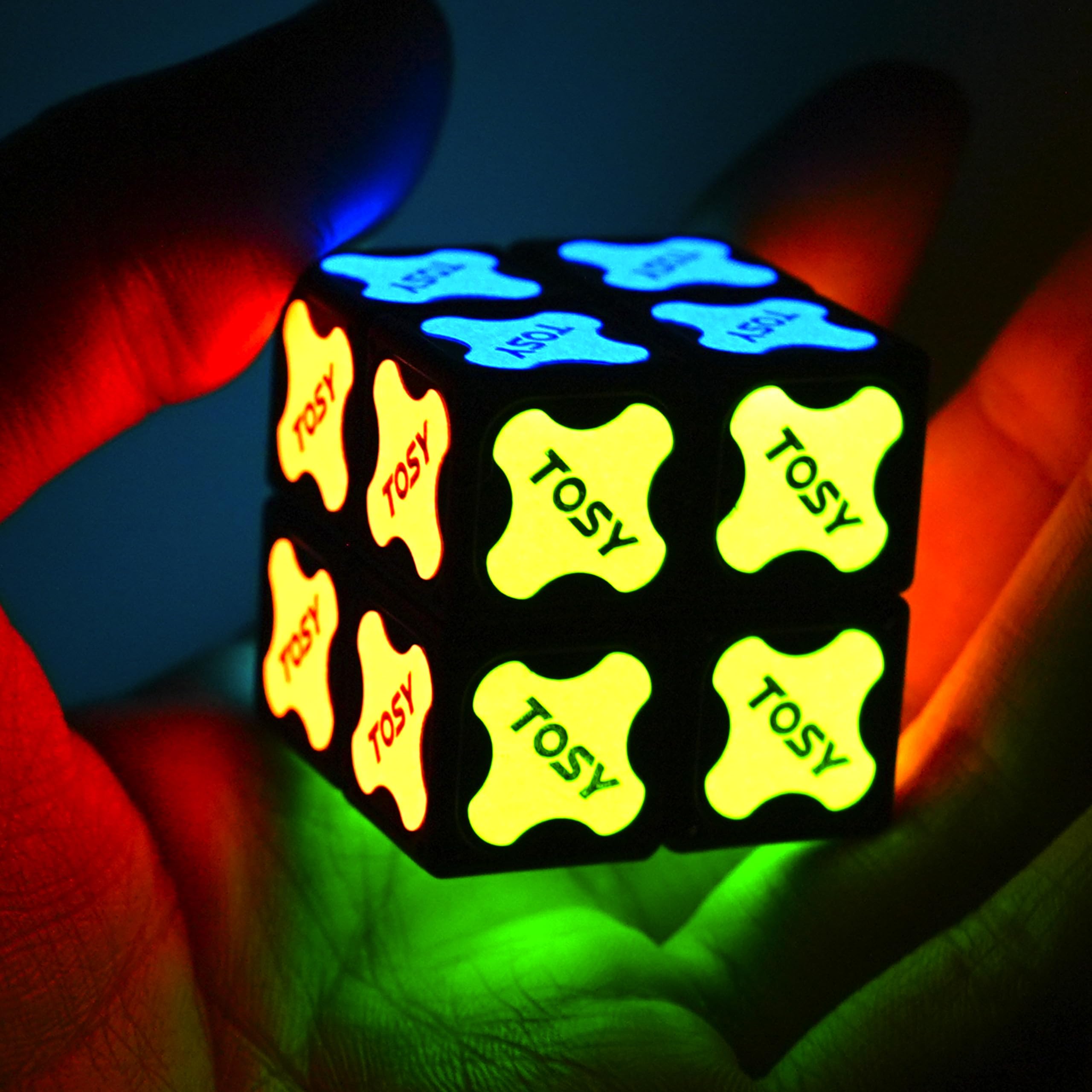 TOSY Magnet Cube 2x2 glow surfaces under UV light for creative designs