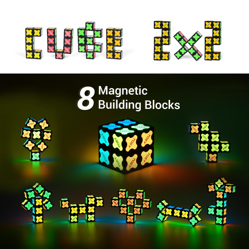 TOSY Magnet Cube 2x2 sensory texture and magnetic connections provide engaging fidget play.