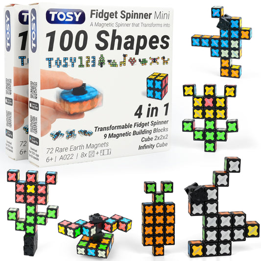 TOSY Magnet Fidget Spinner Mini with eight blocks for versatile focus