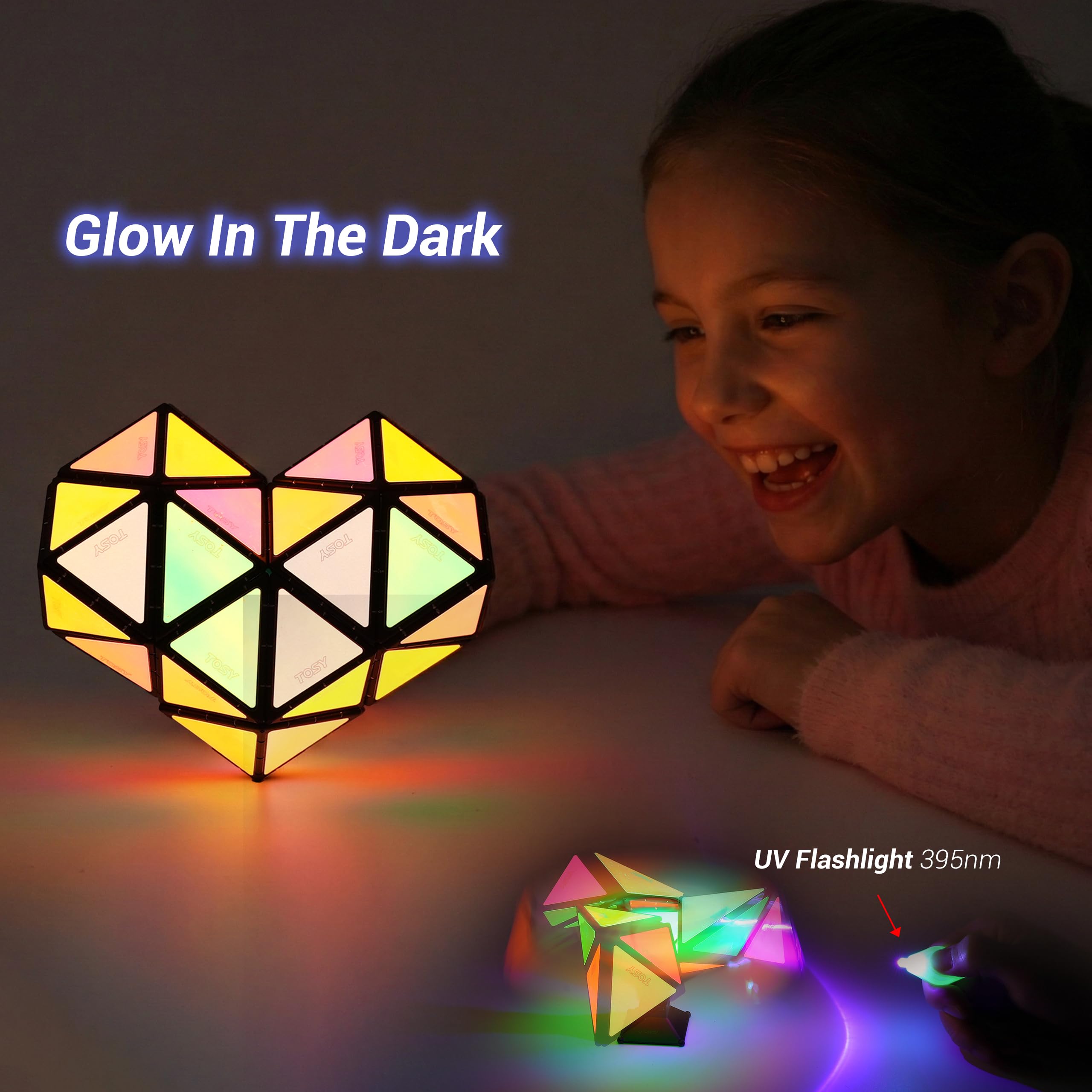 TOSY Magnet Pyramid Glow UV glow mode adds vivid night-time detailing.
