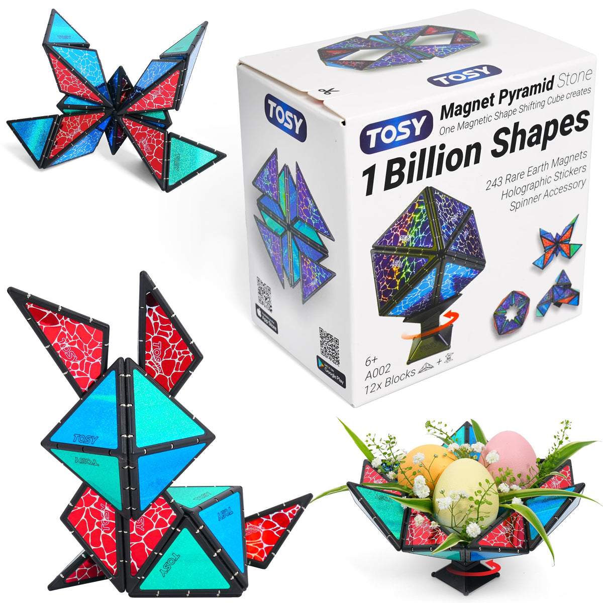 TOSY Magnet Pyramid Stone cube for open-ended play that boosts focus and dexterity.