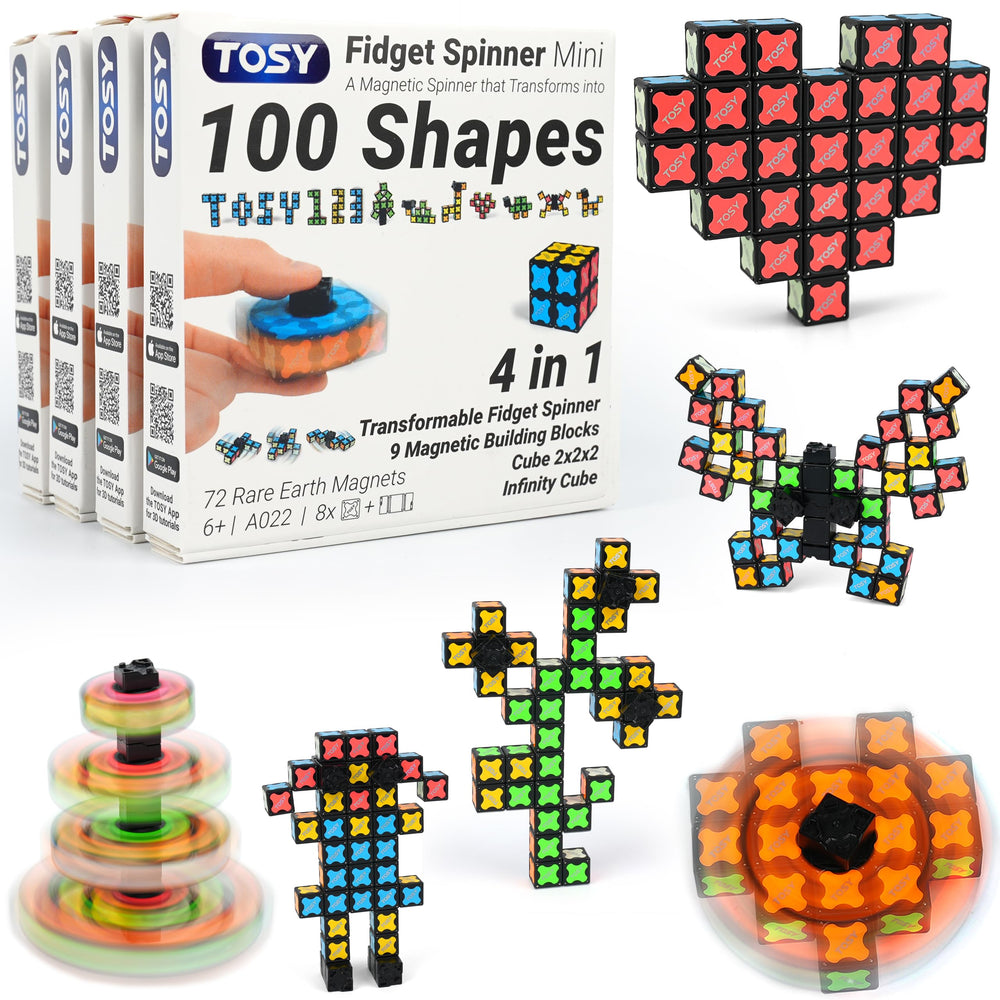 TOSY Magnet Spinner Mini showing eight blocks forming rotating shapes for focus.