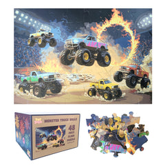 Tot Dojo Monster Truck Rally 48 pieces; easy grip for little hands and focused play.