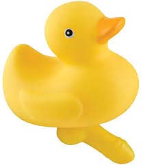 Totmizby GHI Duck with a Dick, side view, smooth contours for sensual exploration.