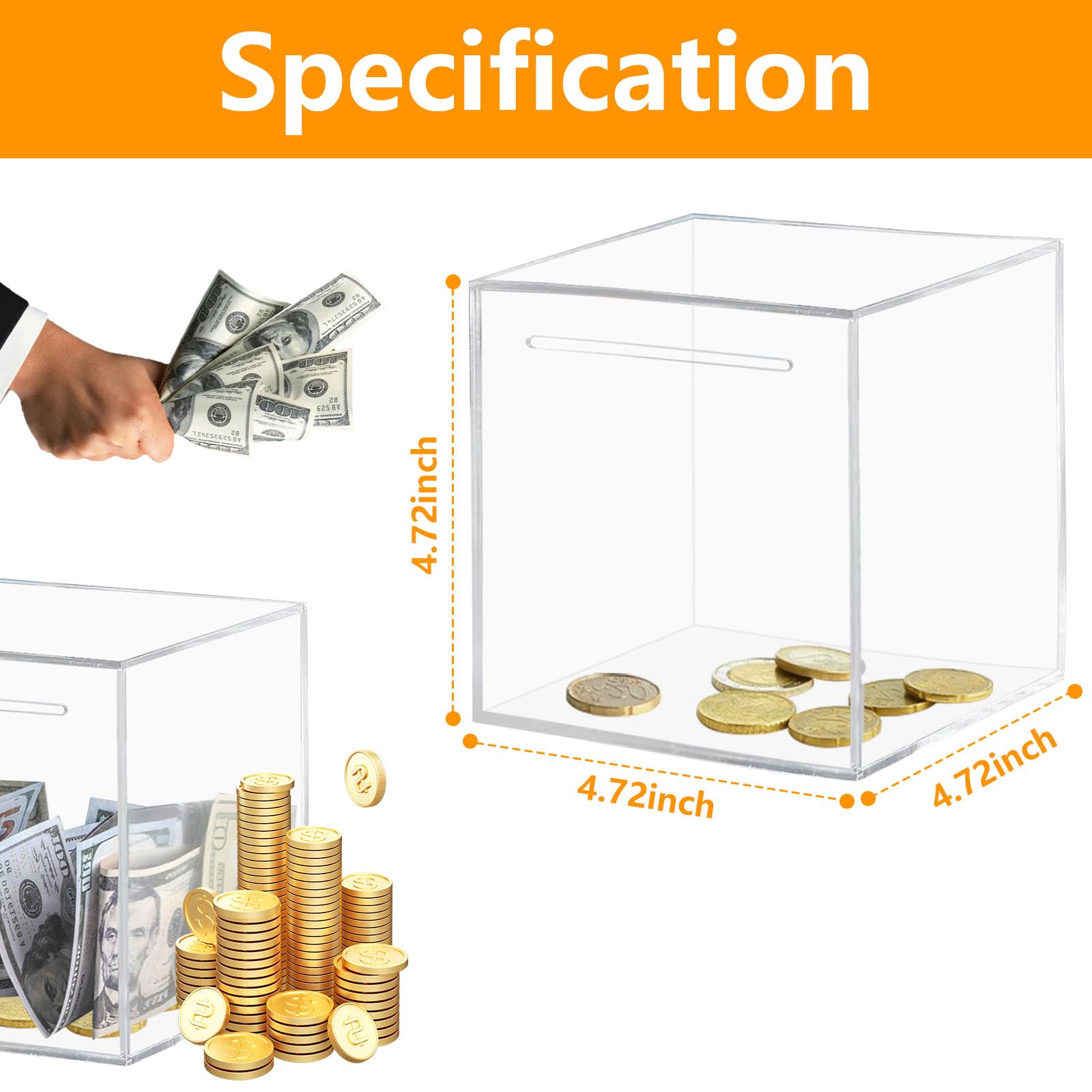 Totola transparent piggy bank interior with coins visible for progress tracking.