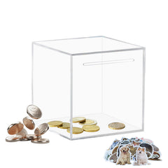Totola clear unopenable piggy bank front view showing transparent savings progress.