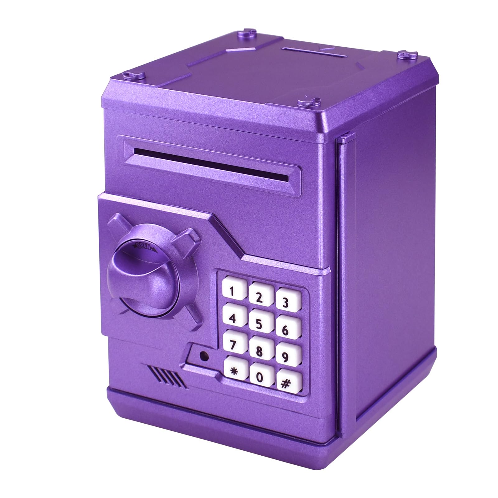 Totola piggy bank mini ATM accepting cash for kids' savings.