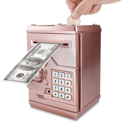 Totola Piggy Bank Rose Gold front view for secure savings in kids' rooms.