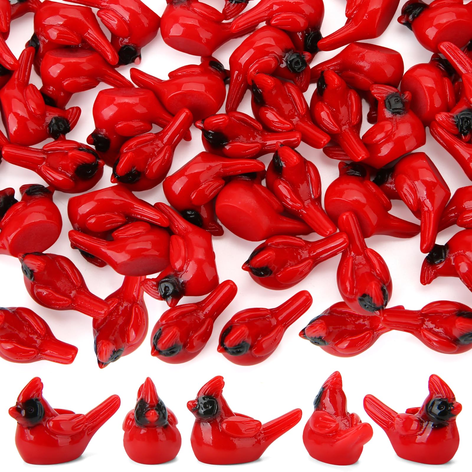 Touch Top cardinal bird figurines for cake toppers and festive crafts.