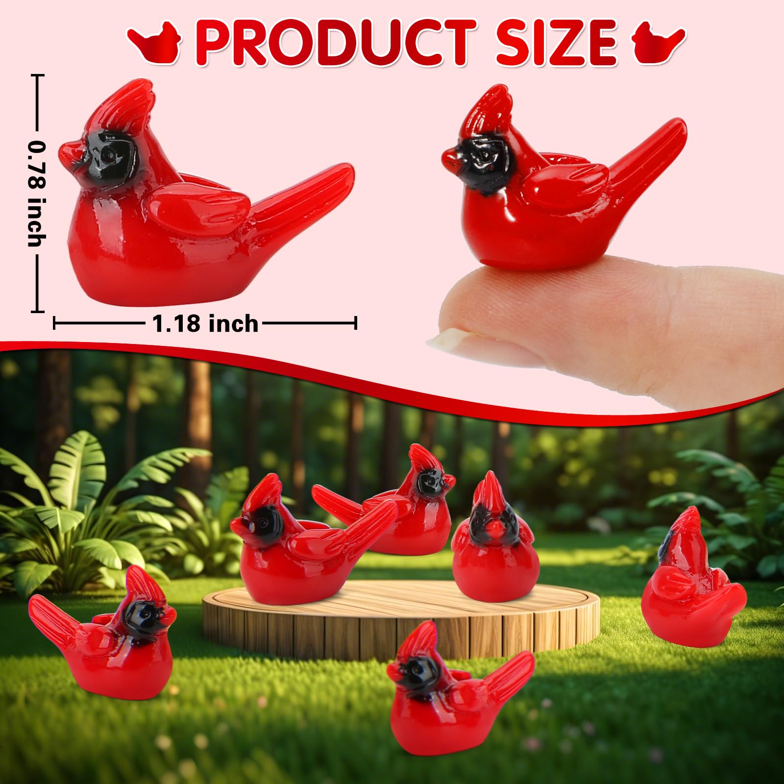 Touch Top cardinal dollhouse ornament enhances miniature scene.