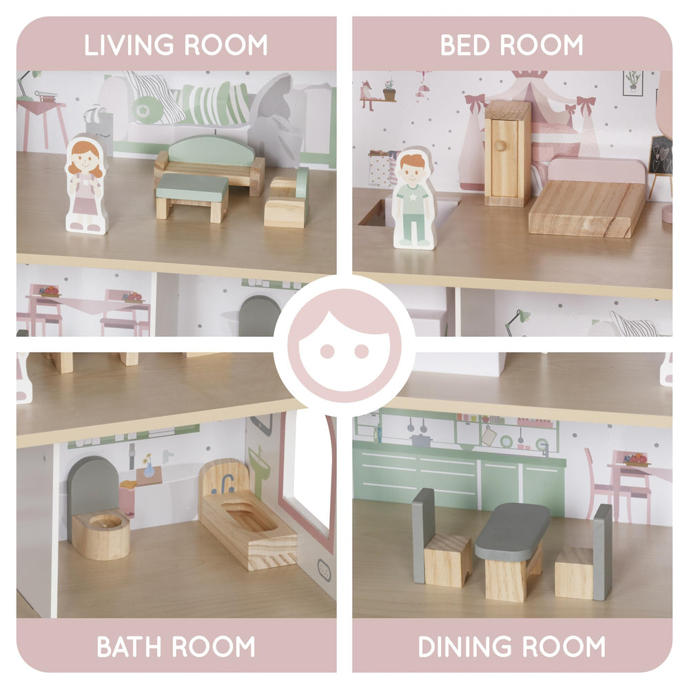 Touch Us DIY pretend play set with 12 furniture pieces encourages role play.