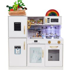 Touch Us play kitchen with lights and open oven doors for immersive pretend cooking.
