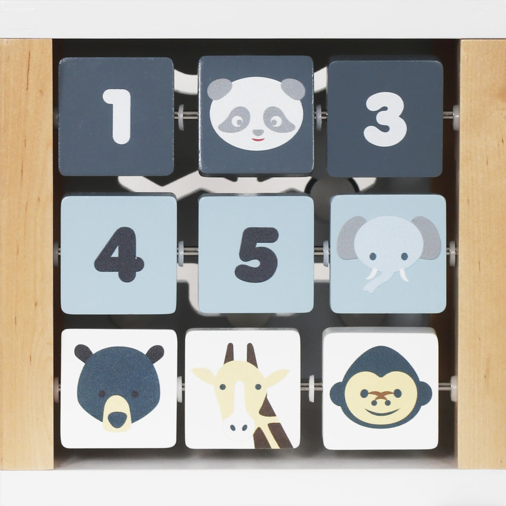 Touch Us wooden activity cube easy assembly and sturdy construction.