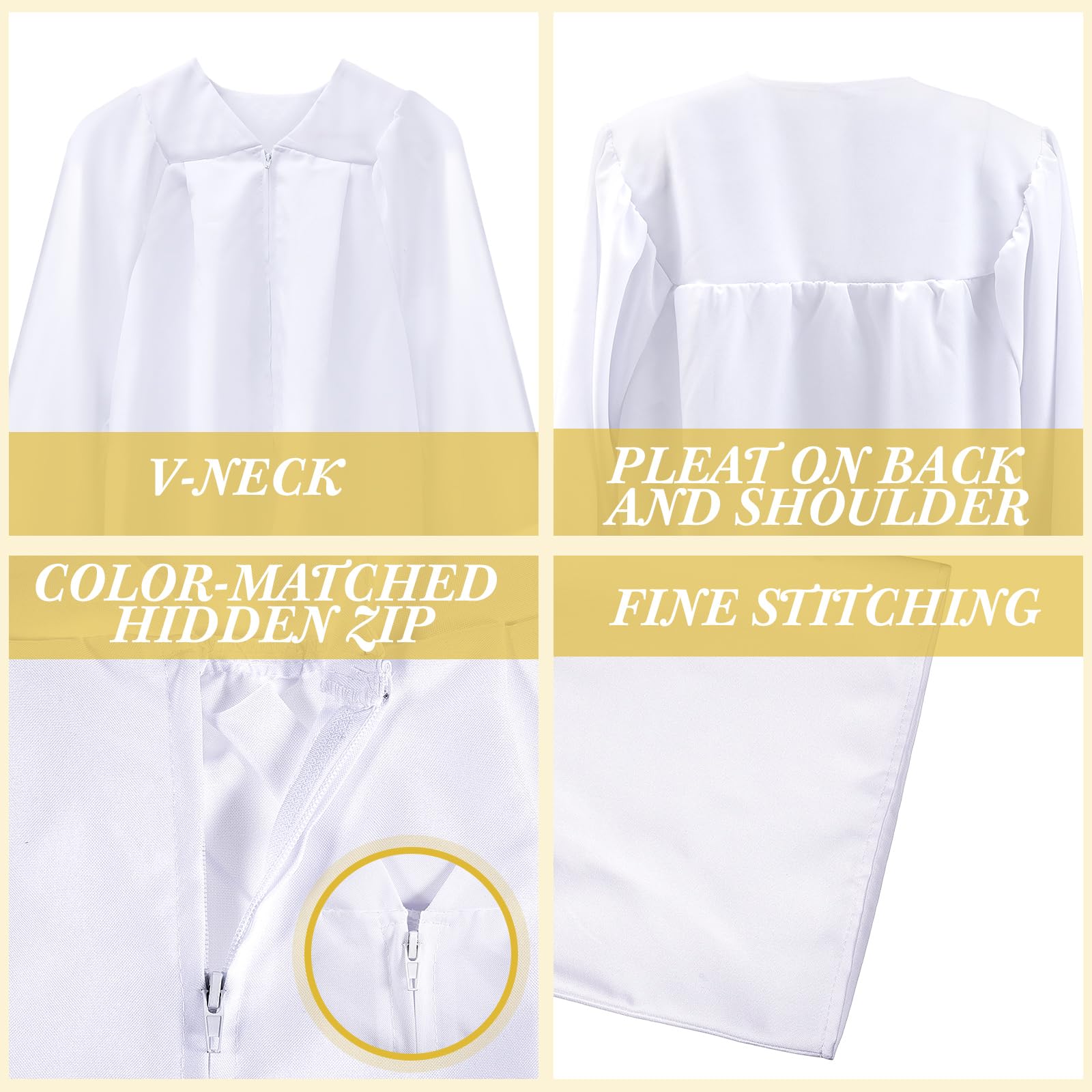 Toulite matte white robe drape offers graceful silhouette.