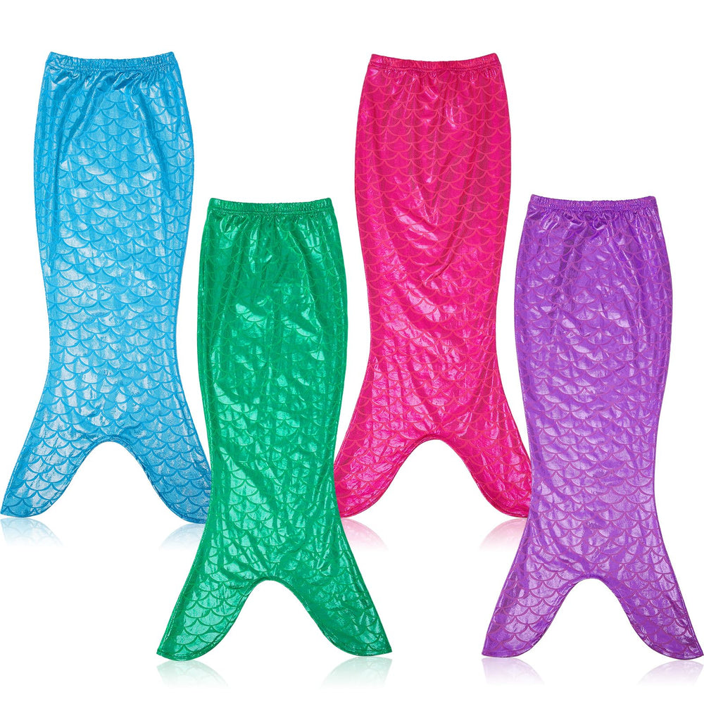 Toulite mermaid tail 4-pack in vibrant colors for kids' party costumes.